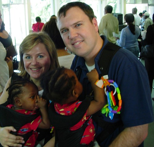 Family leaving Haiti