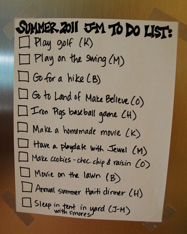 Summer 2011 To Do List