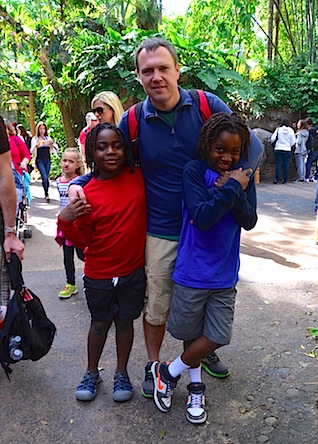 B and boys at animal kingdom