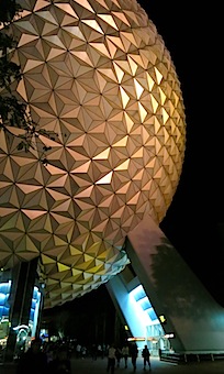 Epcot ball at night